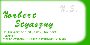 norbert styaszny business card